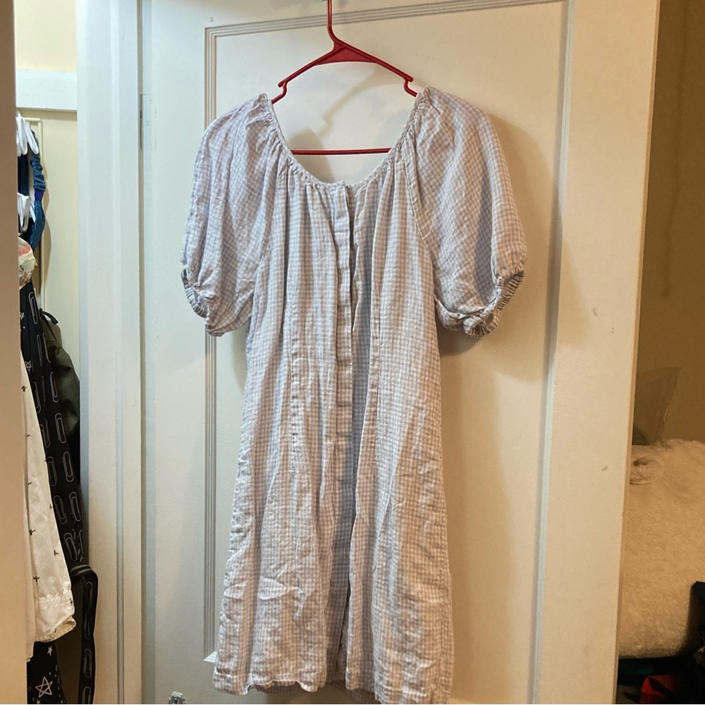 J. Crew Light Blue and White Checkered Dress